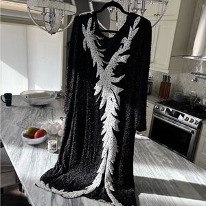 vintage 1990s best dressed wedding guest dress XXL black white masterpiece